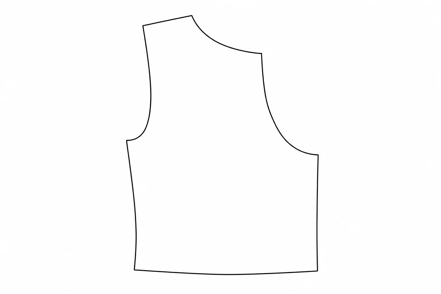 Clean black garment pattern outline on white