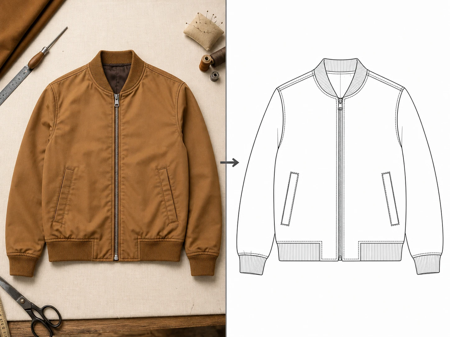 Garment technical line-art generator