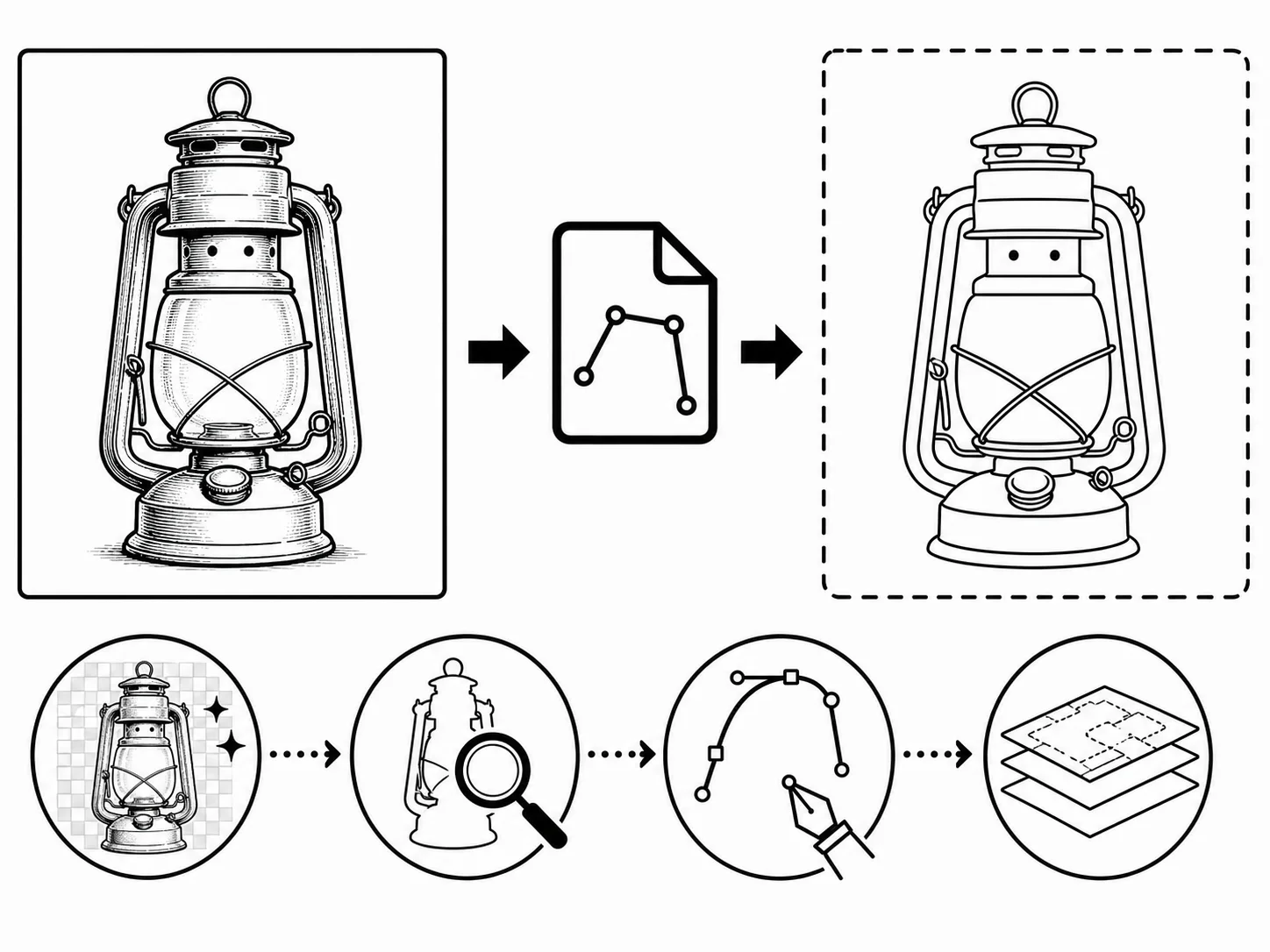 AI-generated illustration of transparent-background PNG artwork prepared for contour tracing